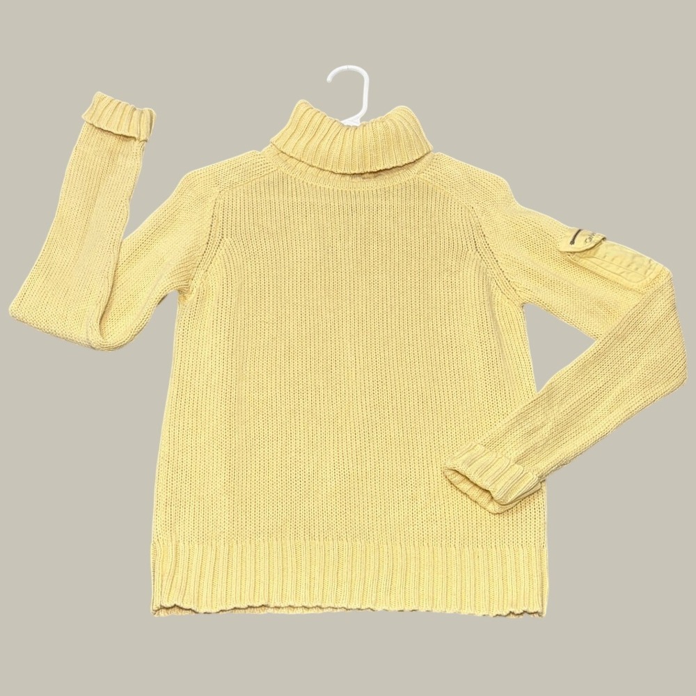 Calvin Klein Jeans Yellow Cotton Turtleneck Shaker Stitch Sweater WG36N30 Small